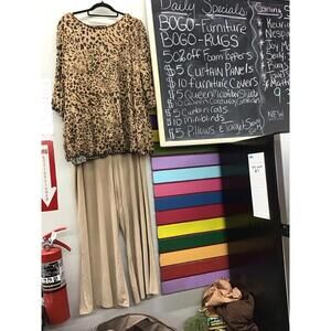 Antthony originals 2 piece set size 2X blouse and slacks cheetah print new HSN